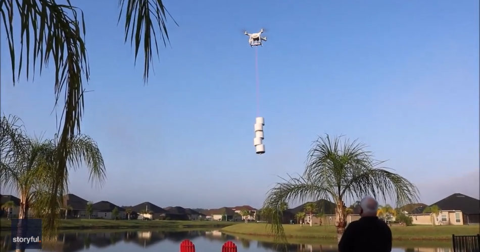 Delivering toilet paper by a drone