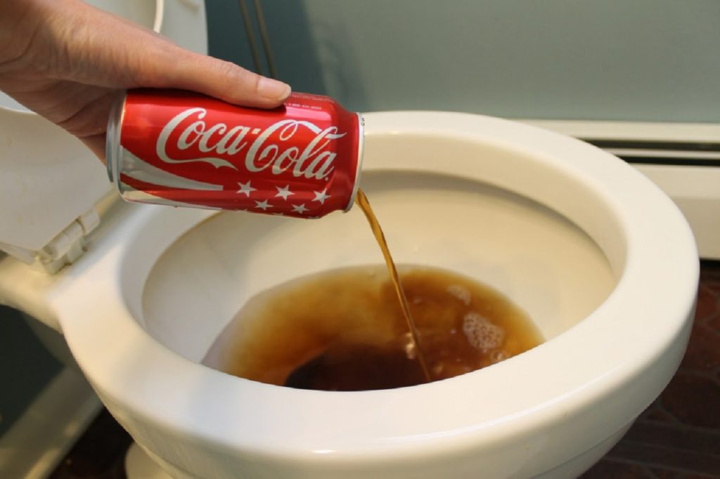 Coca-Cola in the toilet bowl
