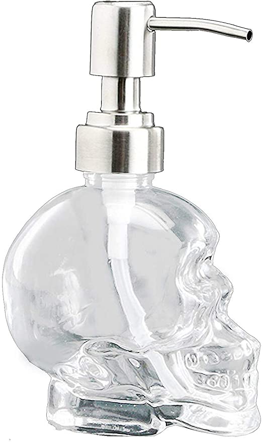 glass skull soap dispenser