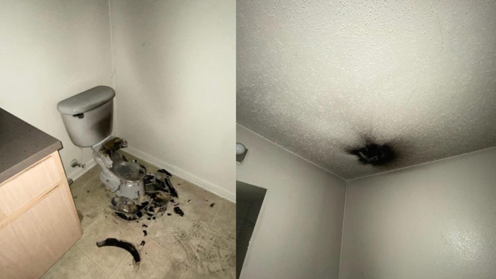 toilet and fan struck by lightning