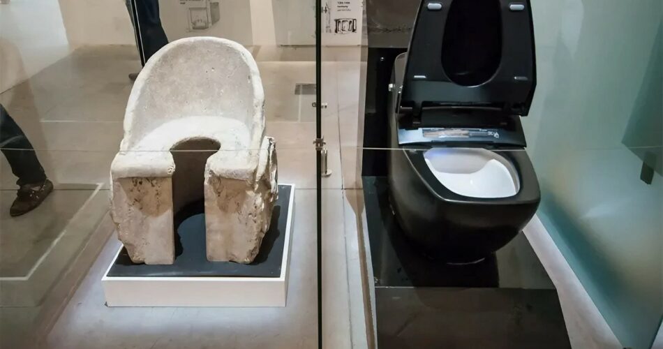 old roman latrine and modern japanese toilet