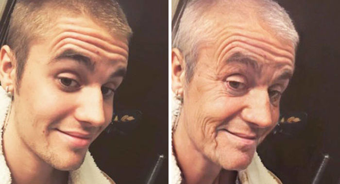 Justin Bieber edited using FaceApp