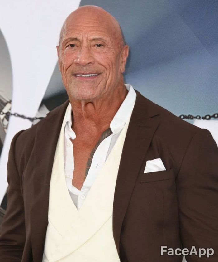 The Rock edited using FaceApp